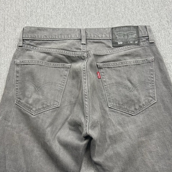 Levis 505 Gray Jeans Mens 30x30 Regular Straight Leg Pants Classic Denim - Picture 13 of 15